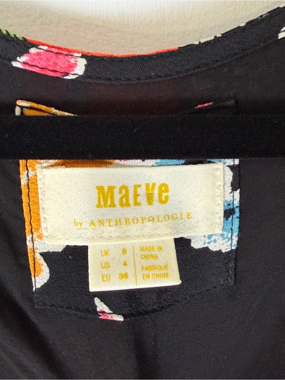 Maeve Anthropologie Black‎ Floral 100% Viscose Midi Sun Dress Sz 4 - Picture 3 of 14